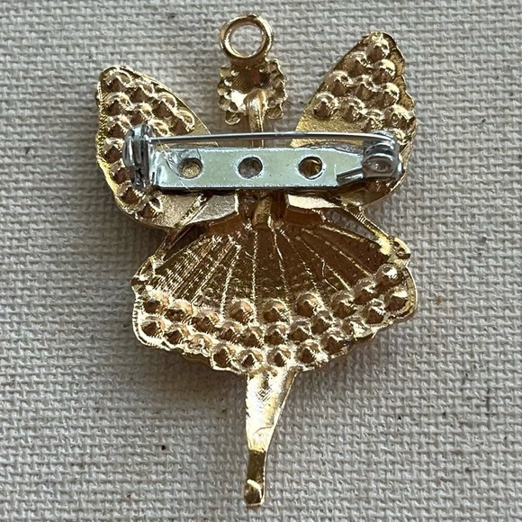Vintage Fairy Brooch with Black & Aurora Borealis Rhinestones - Picture 4 of 4